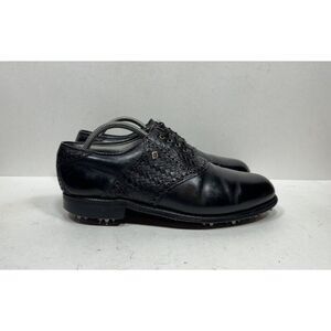 Vintage Footjoy‎ Classics Dry Black Leather Woven Golf Shoes 51472 Mens Sz 9 D